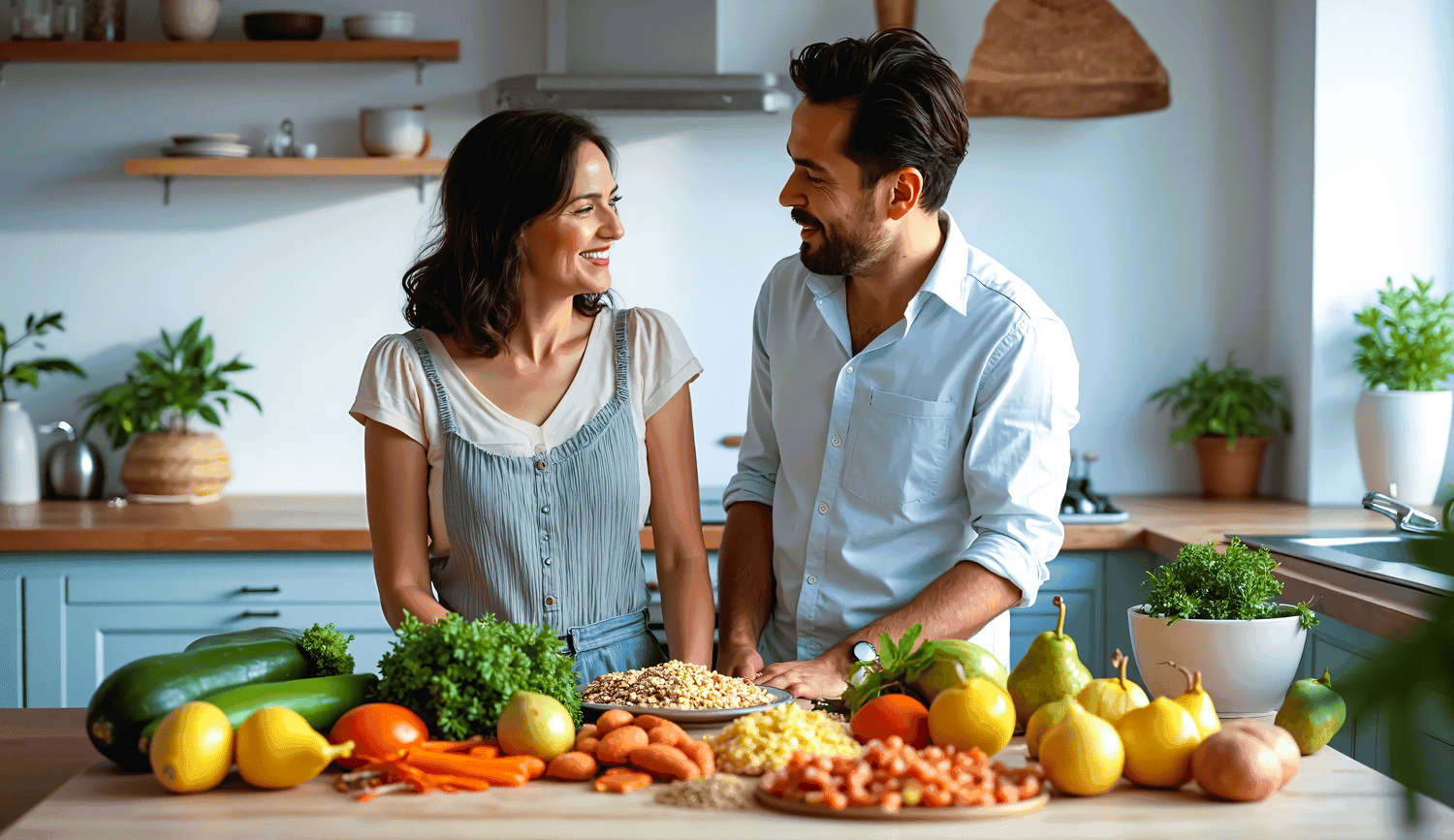 fiber-histamine-intolerance-low-histamine-high-fiber-foods Colorful array of high-fiber low-histamine foods including sweet potato, zucchini, carrots, quinoa, and fresh berries for managing fiber histamine intolerance