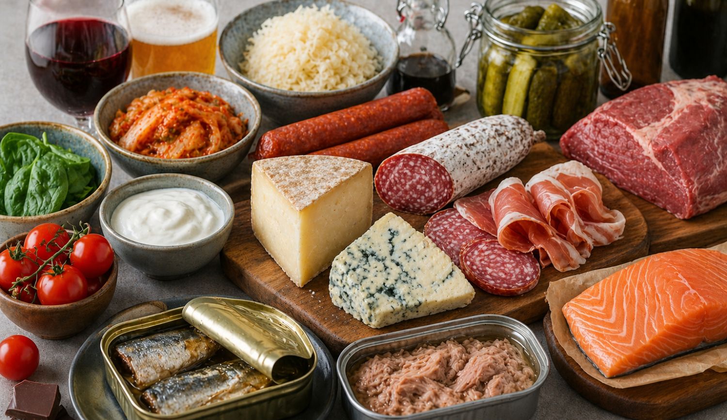 high-histamine-foods-list-what-to-avoid-guide high histamine foods list including aged cheese processed meats fermented foods and alcohol for histamine intolerance