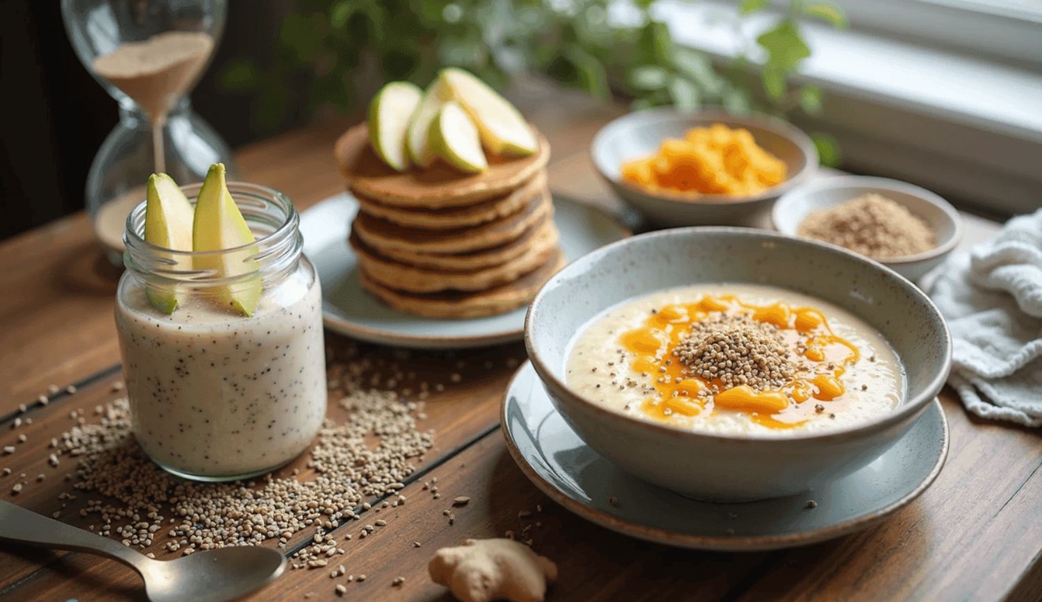 low-histamine-breakfast-recipes-vegan Low histamine breakfast recipes including chia pudding quinoa porridge sweet potato toast and vegan breakfast bowls